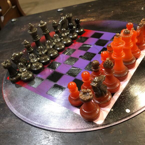 Vinyl Chess Set - Haunted Purple (Resin Pieces) - Picture 2 of 10